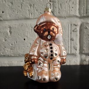 Christopher Radko "Bearly Awake" glass Christmas ornament Teddy Bear